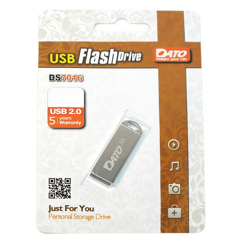 фото Флешка usb dato ds7016 64гб, usb2.0, серебристый [ds7016-64g]