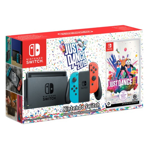 

Игровая консоль NINTENDO Switch с игрой Just Dance 2019, черный/красный/синий