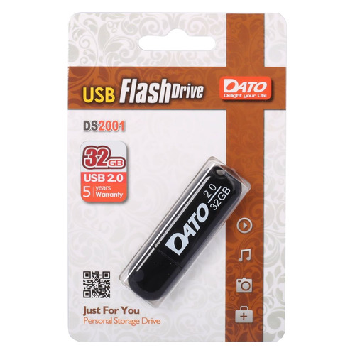 

Флешка USB DATO DS2001 32ГБ, USB2.0, черный [ds2001-32g], DS2001