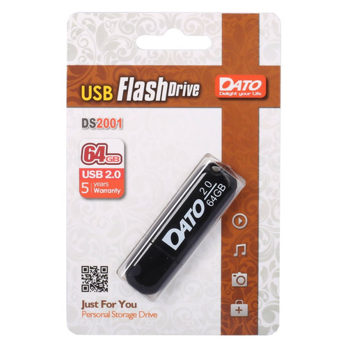 

Флешка USB DATO DS2001 64ГБ, USB2.0, черный [ds2001-64g], DS2001