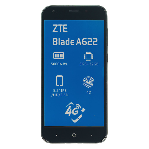 фото Смартфон zte blade 32gb, а622, черный