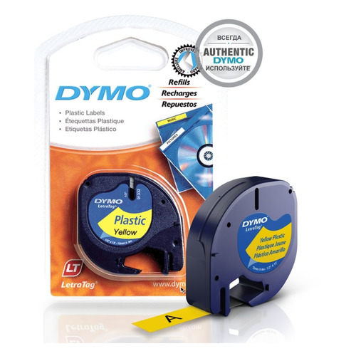 

Картридж DYMO LT, черный / желтый / 12мм, черный шрифт, желтый фон, 4м ( S0721620, LT