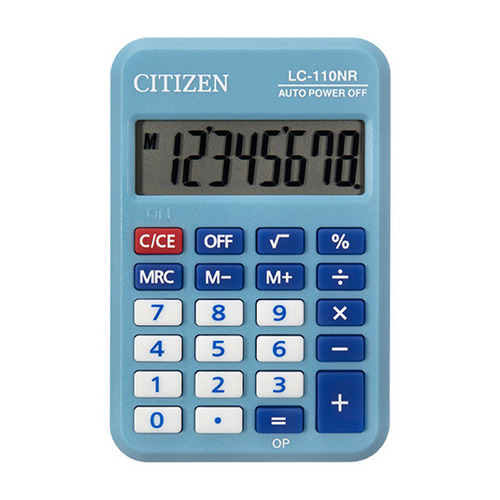 

Калькулятор Citizen Cool4School, LC-110NRBL, 8-разрядный, голубой, LC-110NRBL