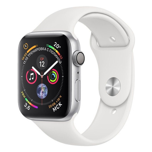

Смарт-часы APPLE Watch Series 4 44мм, серебристый / белый [mu6a2/a]