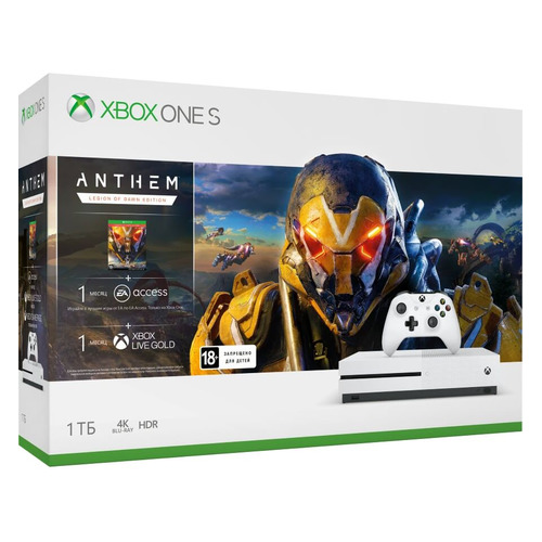 фото Игровая консоль microsoft xbox one s с 1тб памяти, игрой anthem legion of down edition (код для загрузки), белый