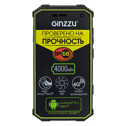 

Смартфон GINZZU 32Gb, RS8502, черный/зеленый