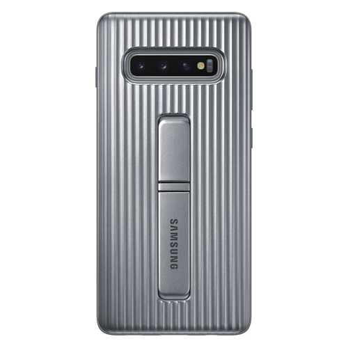 

Чехол (клип-кейс) SAMSUNG Protective Standing Cover, для Samsung Galaxy S10+, серебристый [ef-rg975csegru]