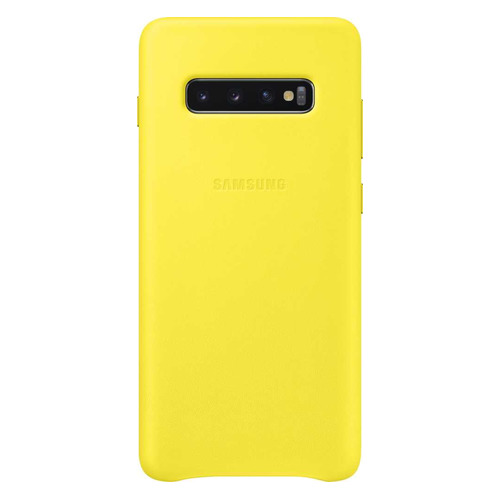 

Чехол (клип-кейс) SAMSUNG Leather Cover, для Samsung Galaxy S10+, желтый [ef-vg975lyegru]