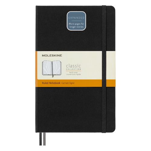 

Блокнот MOLESKINE Classic Expended, 400стр, в линейку, твердая обложка, черный [qp060exp]