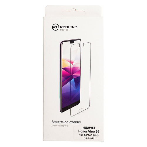 

Защитное стекло для экрана REDLINE для Honor View 20, 3D, 1 шт, черный [ут000017122]