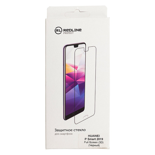 

Защитное стекло для экрана REDLINE для Huawei P Smart 2019, 3D, 1 шт, черный [ут000017134]