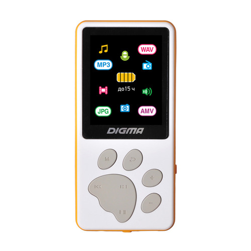 

MP3 плеер Digma S4 flash 8ГБ белый/оранжевый, S4