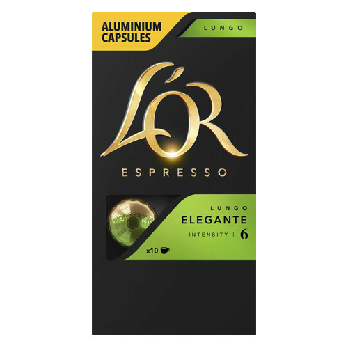 

Кофе капсульный L`OR Espresso Lungo Elegante, капсулы, совместимые с кофемашинами NESPRESSO®, крепость 6, 10 шт [8052171], Espresso Lungo Elegante