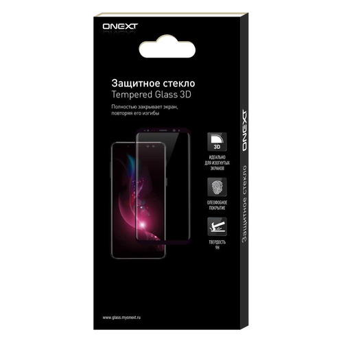 

Защитное стекло для экрана ONEXT для Huawei Y6 (2019), 3D, 1 шт, черный [42054]