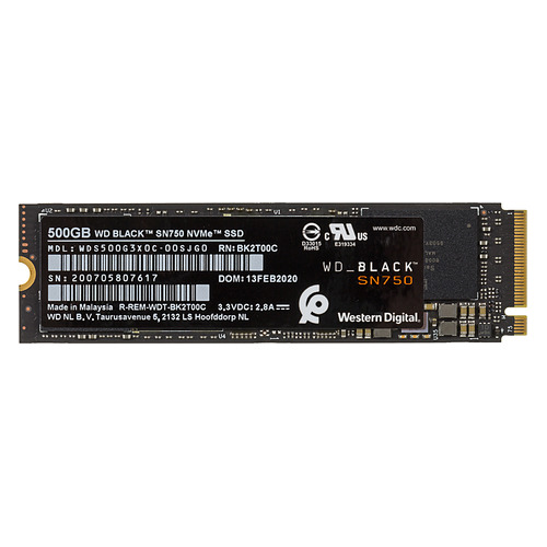 

SSD накопитель WD Black WDS500G3X0C 500ГБ, M.2 2280, PCI-E x4, NVMe, WDS500G3X0C