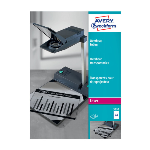 

Пленка Avery Zweckform 3552 A4/100л./прозрачный для лазерной печати, 3552