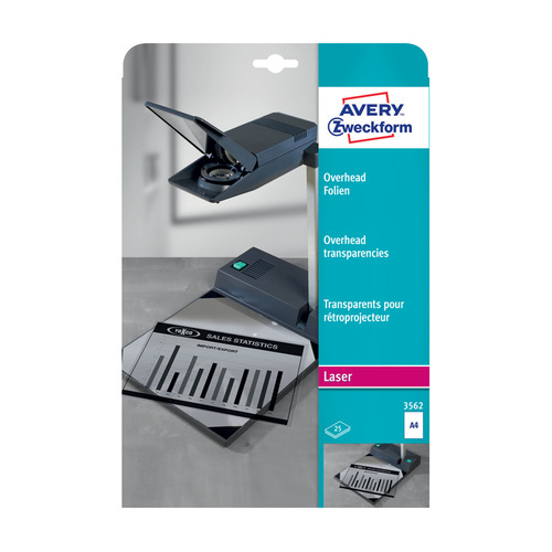 

Пленка Avery Zweckform 3562 A4/25л./прозрачный для лазерной печати, 3562