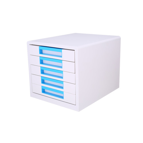 

Бокс для документов Deli Rio EZ01033, 5 выдвижных ящиков, 277х344х259, пластик, белый / голубой, EZ01033
