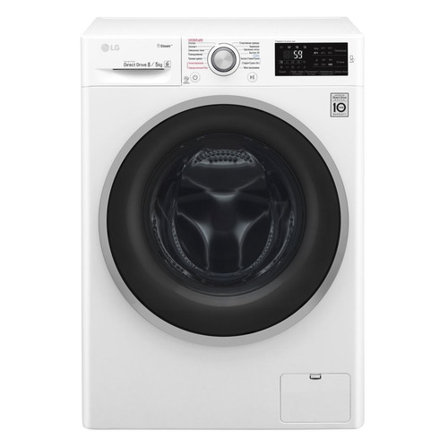 

Стиральная машина LG F4J6TG1W, фронтальная, 8кг, 1400об/мин, с сушкой, Белый