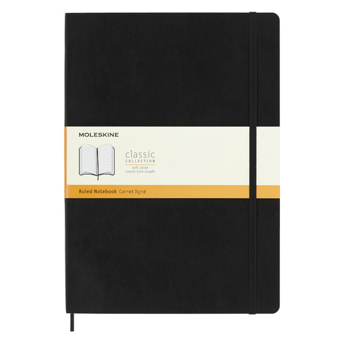 

Блокнот MOLESKINE Classic Soft, A4, 192стр, в линейку, мягкая обложка, черный [qp641]
