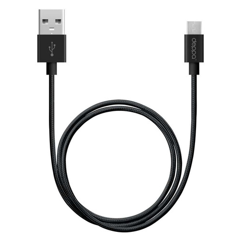 фото Кабель deppa alum, micro usb (m) - usb (m), 1.2м, черный [72256]