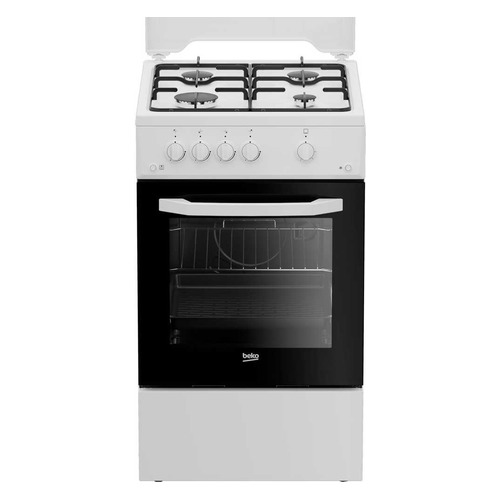 фото Газовая плита beko ffsg52010w, газовая духовка, металлическая крышка, белый