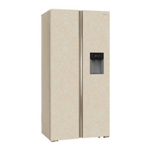 фото Холодильник hiberg rfs-484dx nfym, двухкамерный, бежевый мрамор