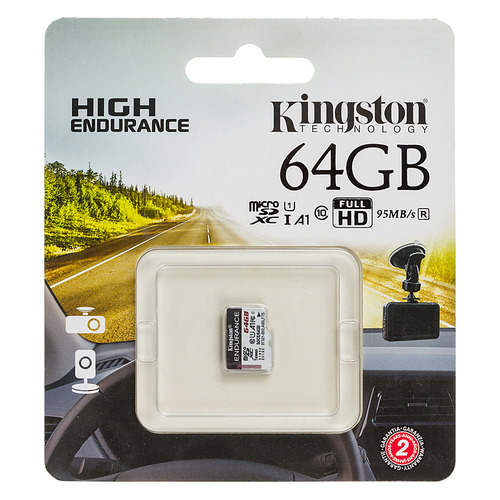 фото Карта памяти microsdxc uhs-i u1 kingston high endurance 64 гб, 95 мб/с, class 10, sdce/64gb, 1 шт.