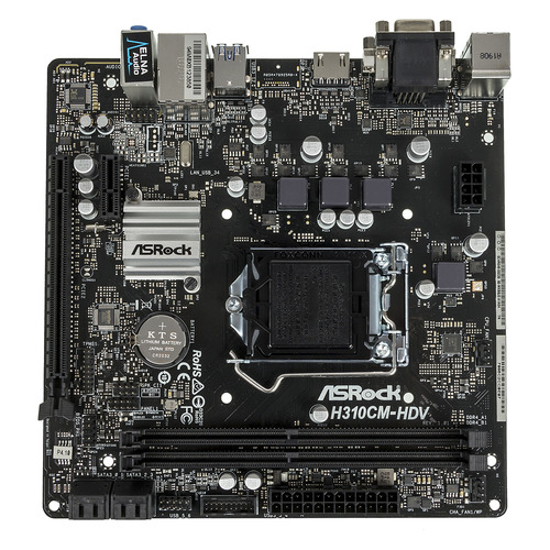 фото Материнская плата asrock h310cm-hdv, lga 1151v2, intel h310c, matx, ret