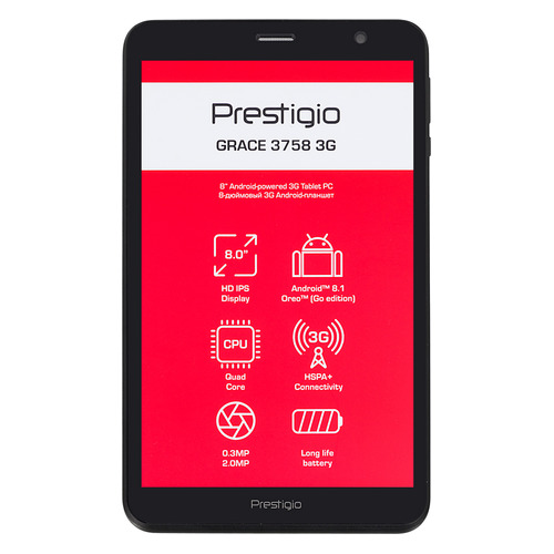 

Планшет PRESTIGIO Grace 3758 3G, 1GB, 16GB, 3G, Android 8.1 черный