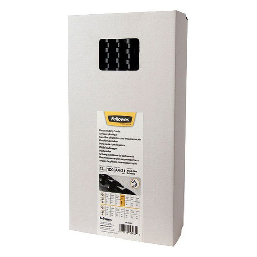 

Пружина пластиковая Fellowes CRC-53465, 12мм, 56 - 80 листов, A4, 100, черный, CRC-53465