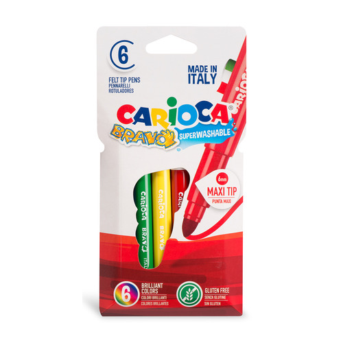 

Упаковка фломастеров Carioca Bravo, 6 цв., блистер картонный [42767] 48 шт./кор., Bravo