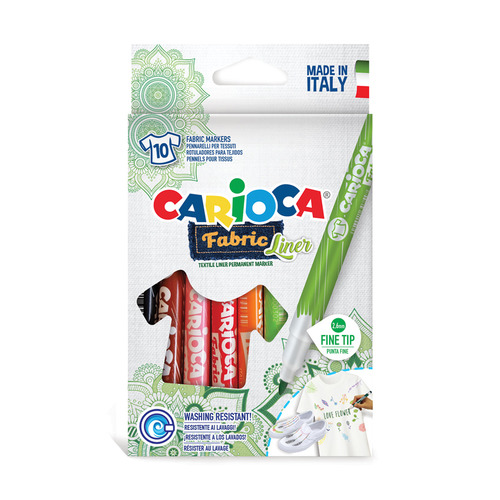 

Упаковка фломастеров Carioca Fabric Liner, 10 цв., блистер картонный [42909] 24 шт./кор., Fabric Liner