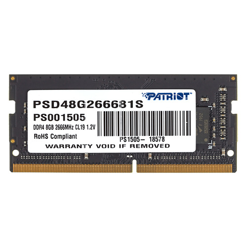 

Модуль памяти Patriot Signature PSD48G266681S DDR4 - 8ГБ 2666, SO-DIMM, Ret, PSD48G266681S