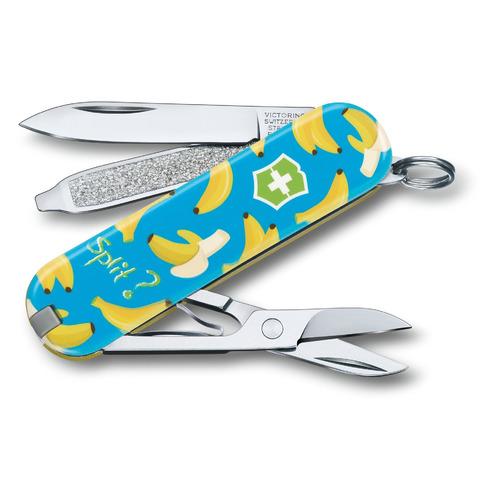 

Складной нож VICTORINOX Classic LE2019 Banana Split, 7 функций, 58мм, желтый / голубой, Classic LE2019 Banana Split
