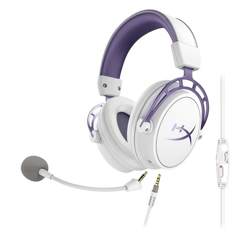 

Гарнитура игровая HYPERX Cloud Alpha Headset Purple, для компьютера и игровых консолей, мониторы, белый / фиолетовый [hx-hsca-pl]