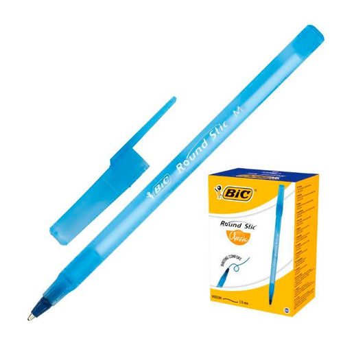 

Ручка шариков. Bic Раунд Стик (921403) голубой d=1мм кор.карт. 1стерж. линия 0.4мм 60 шт./кор., Раунд Стик