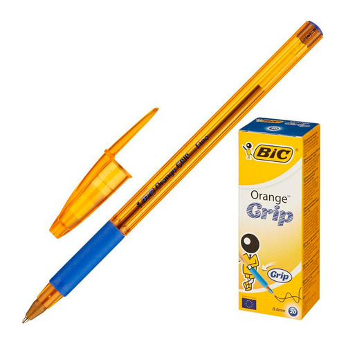 

Ручка шариковая BIC Orange grip fine, 1 стержень, 0.7мм, синий, коробка картонная [811926] 20 шт./кор., Orange grip fine