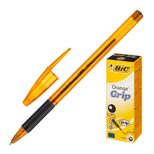 фото Ручка шариков. bic orange grip fine (811925) d=0.32мм кор.карт. 1стерж. линия 0.32мм резин. манжета 20 шт./кор.