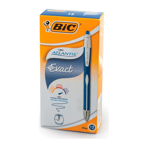 

Упаковка ручек шариковых BIC Atlantis Exact, авт., 1 стержень, 0.7мм, синий, коробка картонная [918505] 12 шт./кор., Atlantis Exact