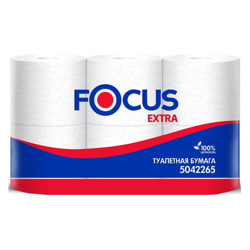 фото Бумага туалетная focus extra профессиональная 2-хслойная 48м белый (уп.:6рул) (5042265) 6 шт./кор.