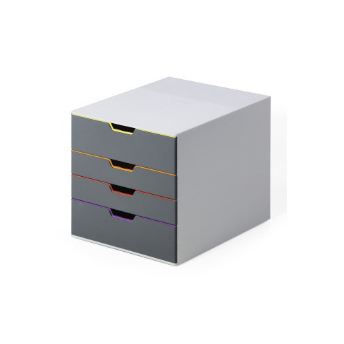 

Бокс для документов Durable Varicolor 7604-27, 4 выдвижных ящика, 280x292x356, пластик, ассорти / серый, 7604-27