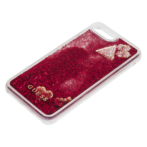 фото Чехол (клип-кейс) guess glitter raspberry, для apple iphone 7 plus/8 plus, малиновый [guhci8lglhflra] noname