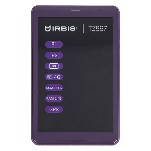 фото Планшет irbis tz897, 2gb, 16gb, 3g, 4g, android 8.1 фиолетовый