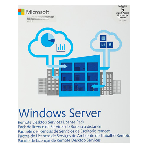 

Операционная система Microsoft Windows Rmt Dsktp Svcs CAL 2019 MLP 5 Device CAL 64 bit Eng BOX (6VC-
