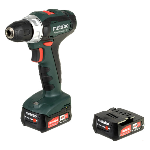 

Дрель-шуруповерт METABO PowerMaxx BS 12 2Ач, с двумя аккумуляторами [601036500], PowerMaxx BS 12