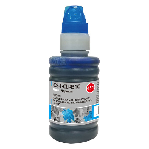 

Чернила Cactus CS-I-CLI451C, для Canon, 100мл, голубой, CS-I-CLI451C
