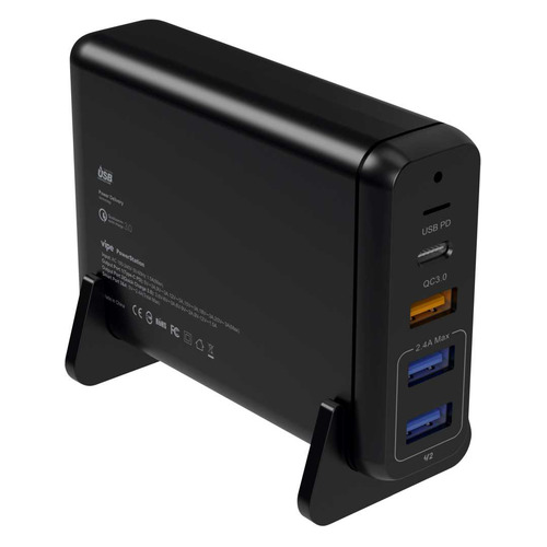 фото Настольное зарядное устройство vipe, 3 usb + usb type-c, 3a, черный noname