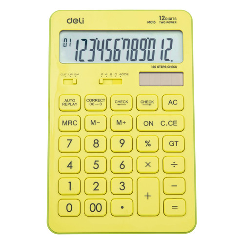 

Калькулятор Deli Touch, EM01551, 12-разрядный, желтый, EM01551