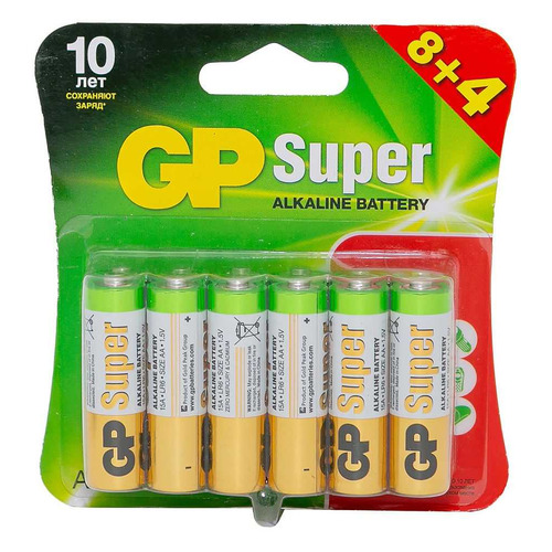 фото Aa батарейка gp super alkaline 15a lr6, 12 шт.